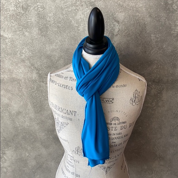 Blue Polyester Solid Color Hijab Scarf Shawl - Picture 6 of 9